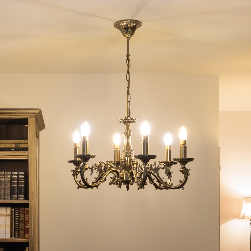 Brilagi - Κρεμαστό φωτιστικό οροφής CLASSIC 6xE14/60W/230V ορείχαλκος