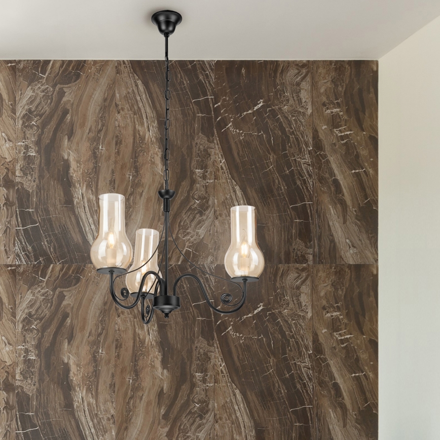 Brilagi - Κρεμαστό φωτιστικό οροφής COTTAGE 3xE14/40W/230V μαύρο/καφέ