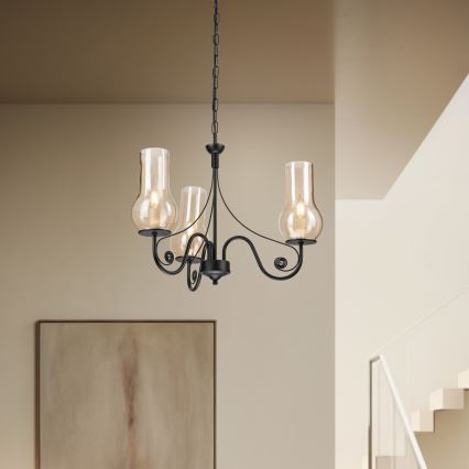 Brilagi - Κρεμαστό φωτιστικό οροφής COTTAGE 3xE14/40W/230V μαύρο/καφέ
