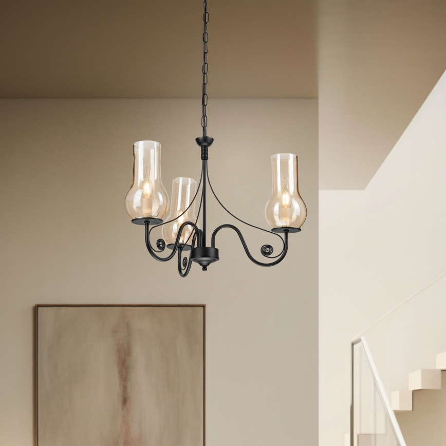 Brilagi - Κρεμαστό φωτιστικό οροφής COTTAGE 3xE14/40W/230V μαύρο/καφέ