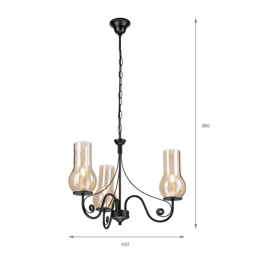 Brilagi - Κρεμαστό φωτιστικό οροφής COTTAGE 3xE14/40W/230V μαύρο/καφέ
