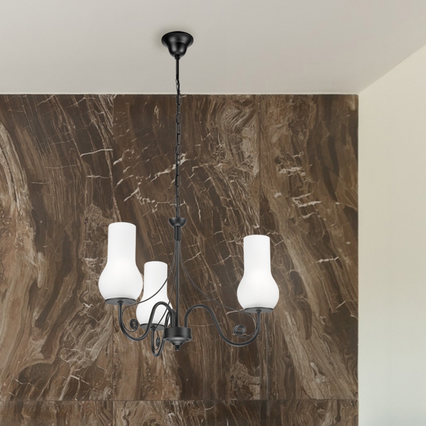 Brilagi - Κρεμαστό φωτιστικό οροφής COTTAGE 3xE14/40W/230V μαύρο/λευκό