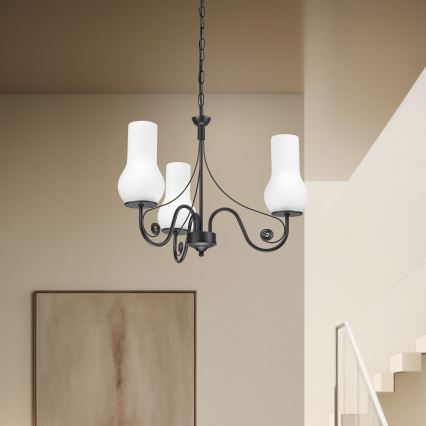 Brilagi - Κρεμαστό φωτιστικό οροφής COTTAGE 3xE14/40W/230V μαύρο/λευκό