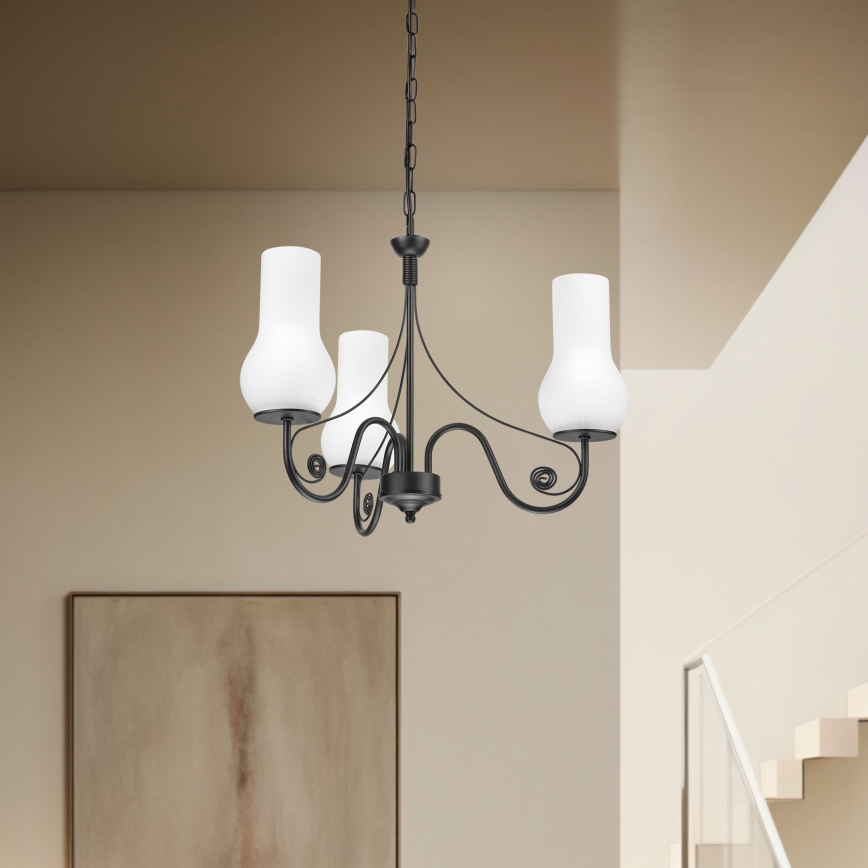 Brilagi - Κρεμαστό φωτιστικό οροφής COTTAGE 3xE14/40W/230V μαύρο/λευκό