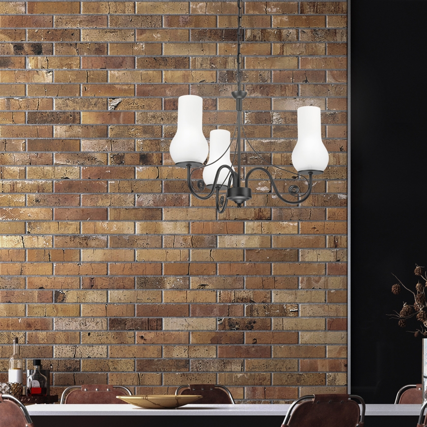 Brilagi - Κρεμαστό φωτιστικό οροφής COTTAGE 3xE14/40W/230V μαύρο/λευκό