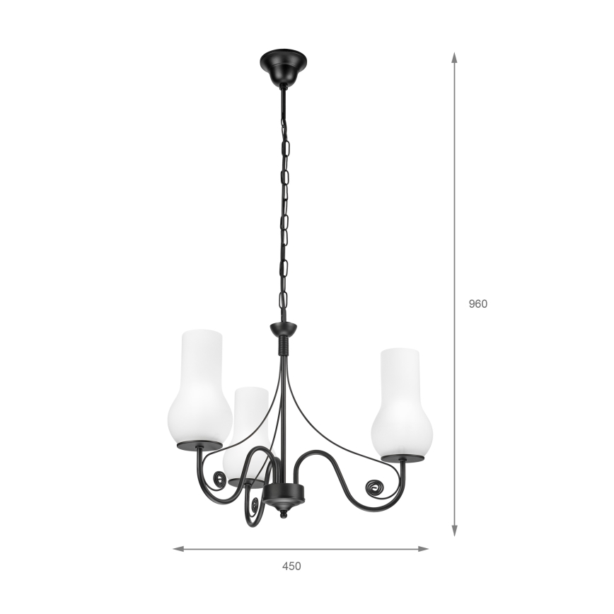 Brilagi - Κρεμαστό φωτιστικό οροφής COTTAGE 3xE14/40W/230V μαύρο/λευκό
