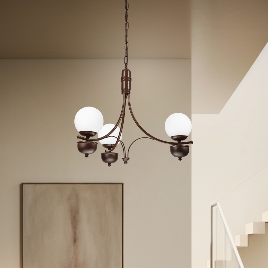 Brilagi - Κρεμαστό φωτιστικό οροφής COTTAGE 3xG9/40W/230V δρυς/λευκό