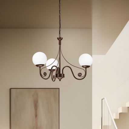 Brilagi - Κρεμαστό φωτιστικό οροφής COTTAGE 3xG9/40W/230V καφέ/λευκό