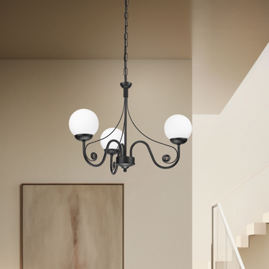 Brilagi - Κρεμαστό φωτιστικό οροφής COTTAGE 3xG9/40W/230V μαύρο/λευκό