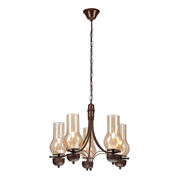 Brilagi - Κρεμαστό φωτιστικό οροφής COTTAGE 5xE14/40W/230V δρυς/καφέ