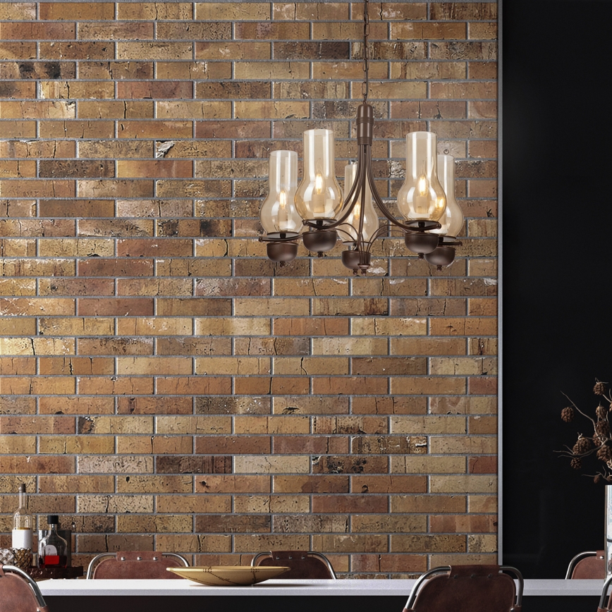 Brilagi - Κρεμαστό φωτιστικό οροφής COTTAGE 5xE14/40W/230V δρυς/καφέ