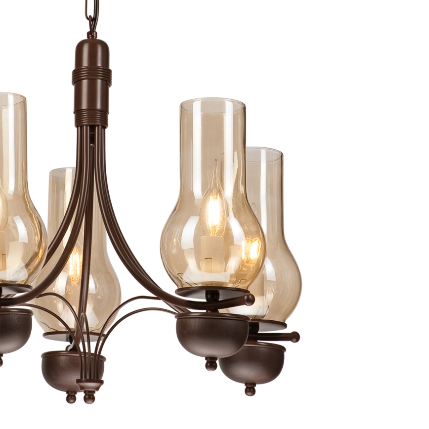 Brilagi - Κρεμαστό φωτιστικό οροφής COTTAGE 5xE14/40W/230V δρυς/καφέ