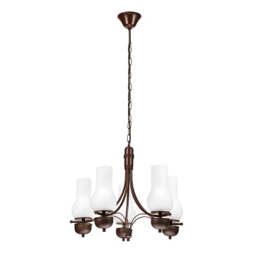 Brilagi - Κρεμαστό φωτιστικό οροφής COTTAGE 5xE14/40W/230V δρυς/λευκό