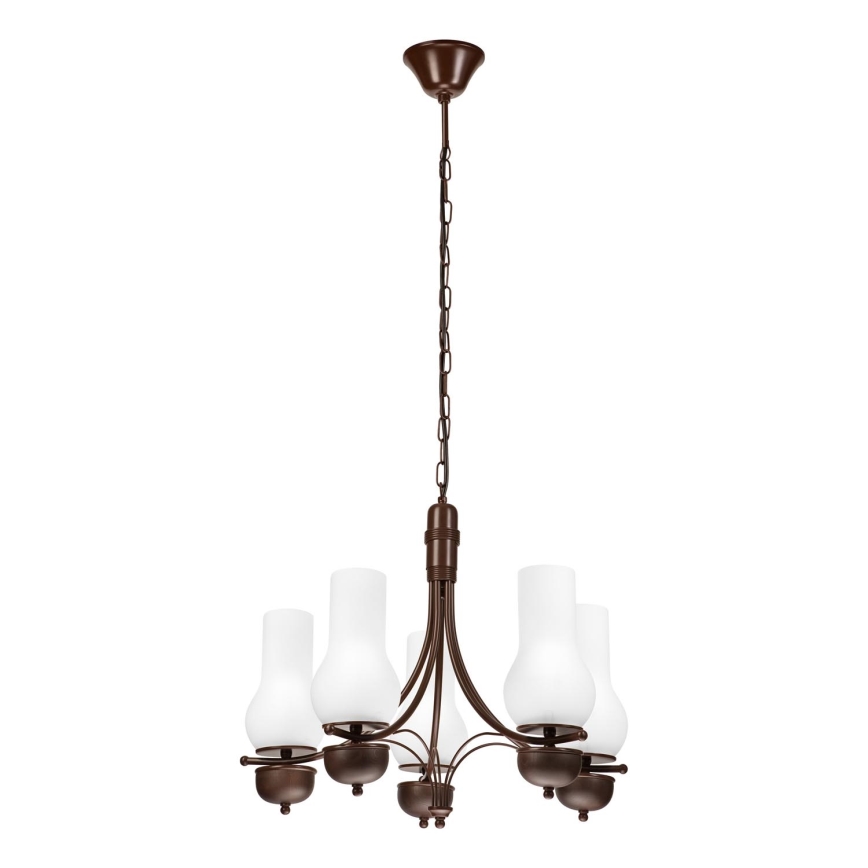Brilagi - Κρεμαστό φωτιστικό οροφής COTTAGE 5xE14/40W/230V δρυς/λευκό