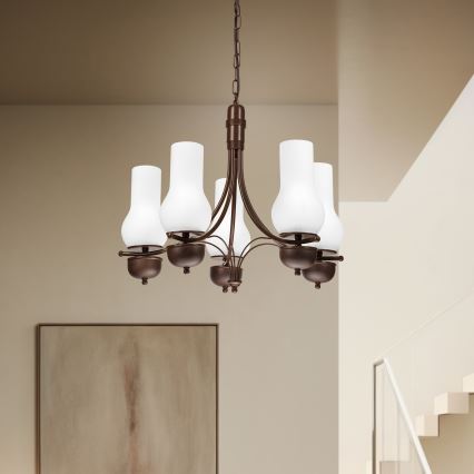 Brilagi - Κρεμαστό φωτιστικό οροφής COTTAGE 5xE14/40W/230V δρυς/λευκό