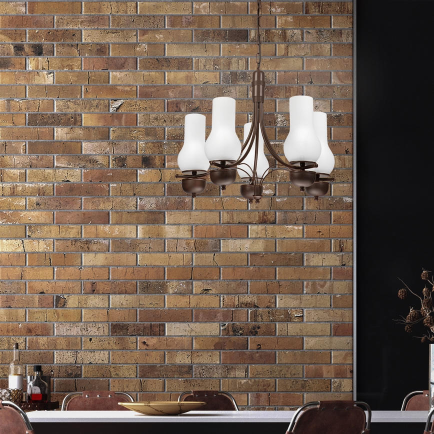 Brilagi - Κρεμαστό φωτιστικό οροφής COTTAGE 5xE14/40W/230V δρυς/λευκό