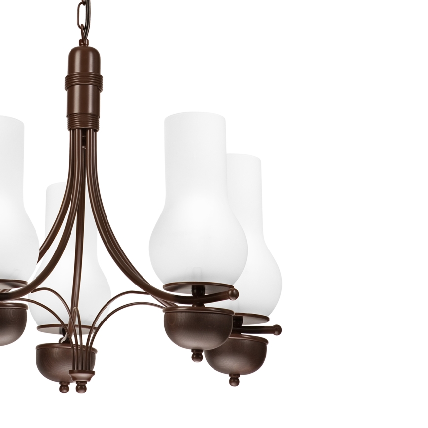 Brilagi - Κρεμαστό φωτιστικό οροφής COTTAGE 5xE14/40W/230V δρυς/λευκό