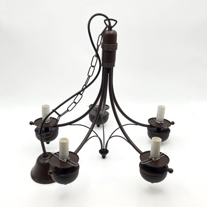 Brilagi - Κρεμαστό φωτιστικό οροφής COTTAGE 5xE14/40W/230V δρυς/λευκό