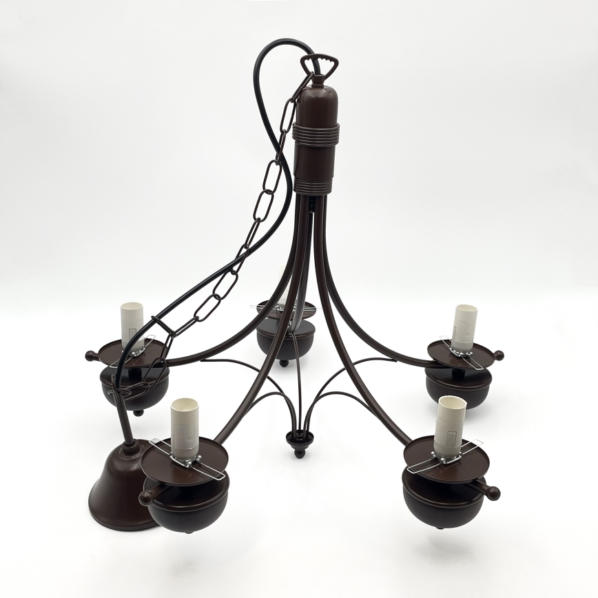 Brilagi - Κρεμαστό φωτιστικό οροφής COTTAGE 5xE14/40W/230V δρυς/λευκό