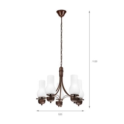 Brilagi - Κρεμαστό φωτιστικό οροφής COTTAGE 5xE14/40W/230V δρυς/λευκό