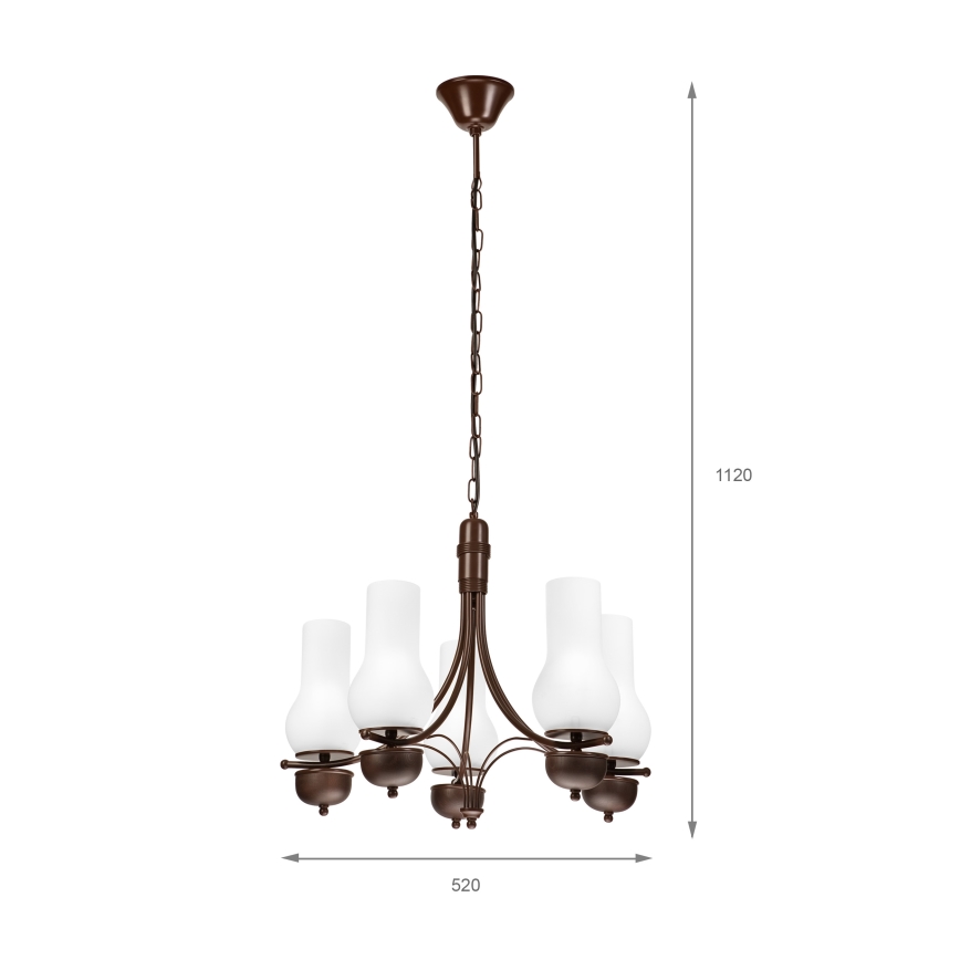 Brilagi - Κρεμαστό φωτιστικό οροφής COTTAGE 5xE14/40W/230V δρυς/λευκό