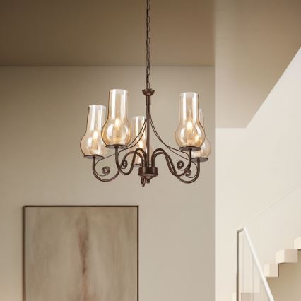 Brilagi - Κρεμαστό φωτιστικό οροφής COTTAGE 5xE14/40W/230V καφέ