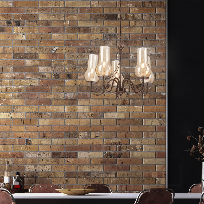 Brilagi - Κρεμαστό φωτιστικό οροφής COTTAGE 5xE14/40W/230V καφέ