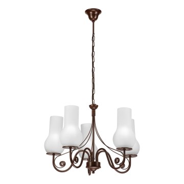 Brilagi - Κρεμαστό φωτιστικό οροφής COTTAGE 5xE14/40W/230V καφέ/λευκό