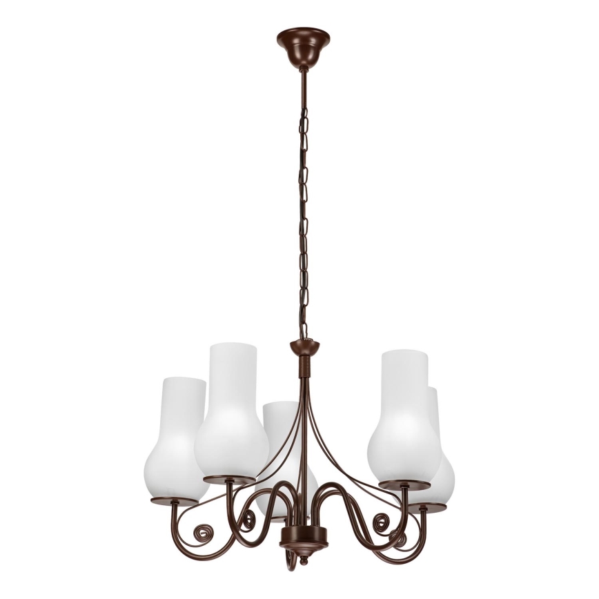Brilagi - Κρεμαστό φωτιστικό οροφής COTTAGE 5xE14/40W/230V καφέ/λευκό