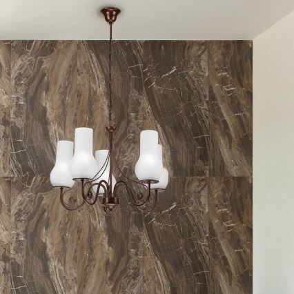 Brilagi - Κρεμαστό φωτιστικό οροφής COTTAGE 5xE14/40W/230V καφέ/λευκό