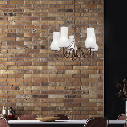 Brilagi - Κρεμαστό φωτιστικό οροφής COTTAGE 5xE14/40W/230V καφέ/λευκό
