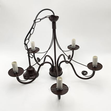 Brilagi - Κρεμαστό φωτιστικό οροφής COTTAGE 5xE14/40W/230V καφέ/λευκό