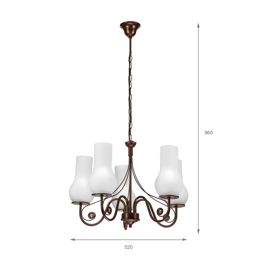 Brilagi - Κρεμαστό φωτιστικό οροφής COTTAGE 5xE14/40W/230V καφέ/λευκό