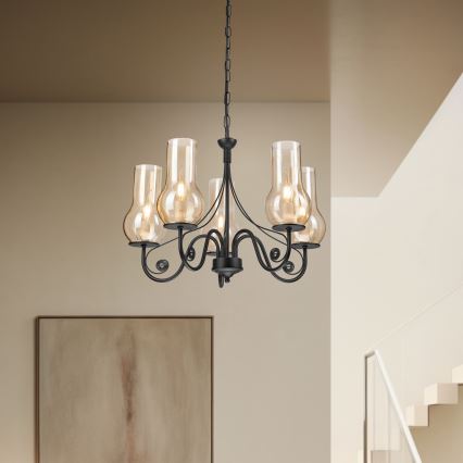 Brilagi - Κρεμαστό φωτιστικό οροφής COTTAGE 5xE14/40W/230V μαύρο/καφέ