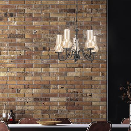 Brilagi - Κρεμαστό φωτιστικό οροφής COTTAGE 5xE14/40W/230V μαύρο/καφέ