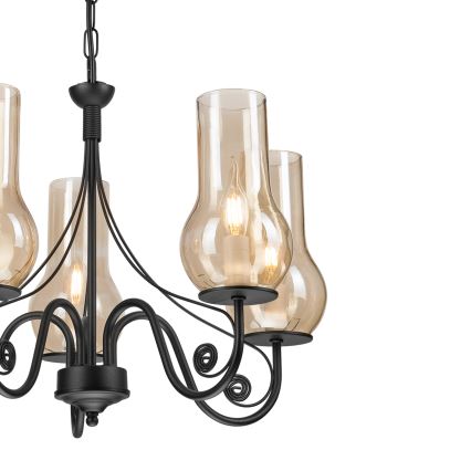 Brilagi - Κρεμαστό φωτιστικό οροφής COTTAGE 5xE14/40W/230V μαύρο/καφέ