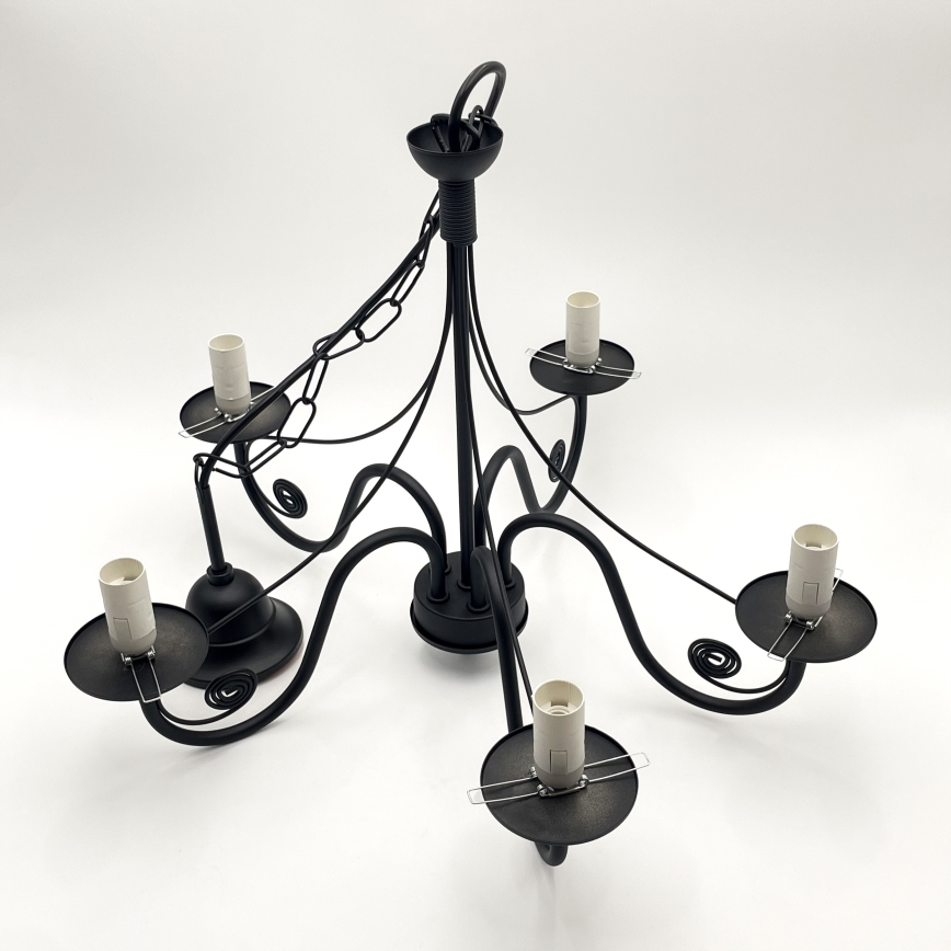 Brilagi - Κρεμαστό φωτιστικό οροφής COTTAGE 5xE14/40W/230V μαύρο/καφέ