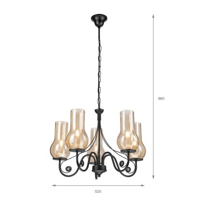 Brilagi - Κρεμαστό φωτιστικό οροφής COTTAGE 5xE14/40W/230V μαύρο/καφέ