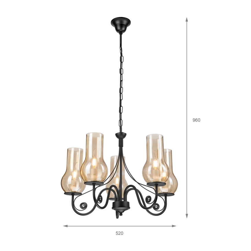 Brilagi - Κρεμαστό φωτιστικό οροφής COTTAGE 5xE14/40W/230V μαύρο/καφέ