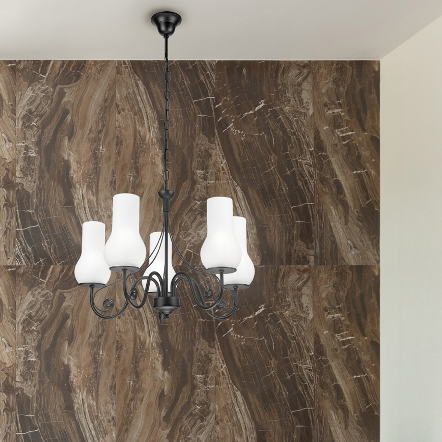 Brilagi - Κρεμαστό φωτιστικό οροφής COTTAGE 5xE14/40W/230V μαύρο/λευκό