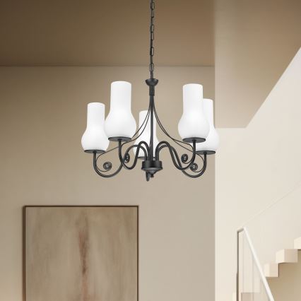 Brilagi - Κρεμαστό φωτιστικό οροφής COTTAGE 5xE14/40W/230V μαύρο/λευκό