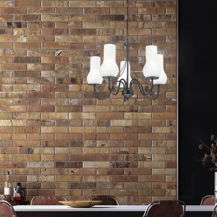Brilagi - Κρεμαστό φωτιστικό οροφής COTTAGE 5xE14/40W/230V μαύρο/λευκό