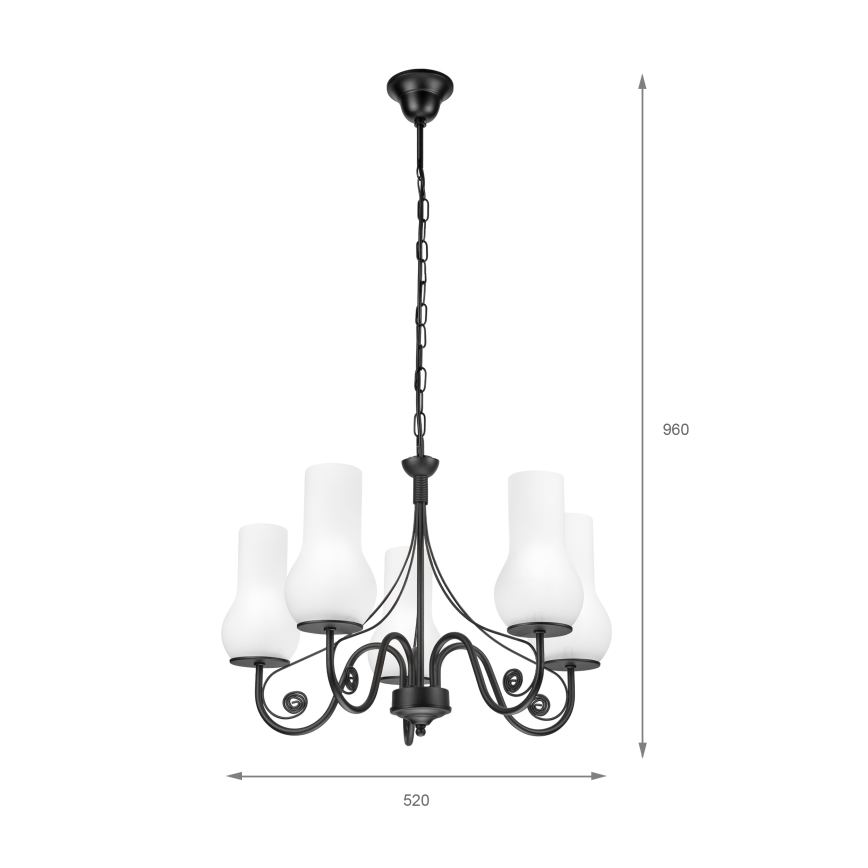 Brilagi - Κρεμαστό φωτιστικό οροφής COTTAGE 5xE14/40W/230V μαύρο/λευκό