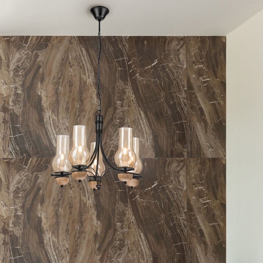 Brilagi - Κρεμαστό φωτιστικό οροφής COTTAGE 5xE14/40W/230V οξιά/καφέ