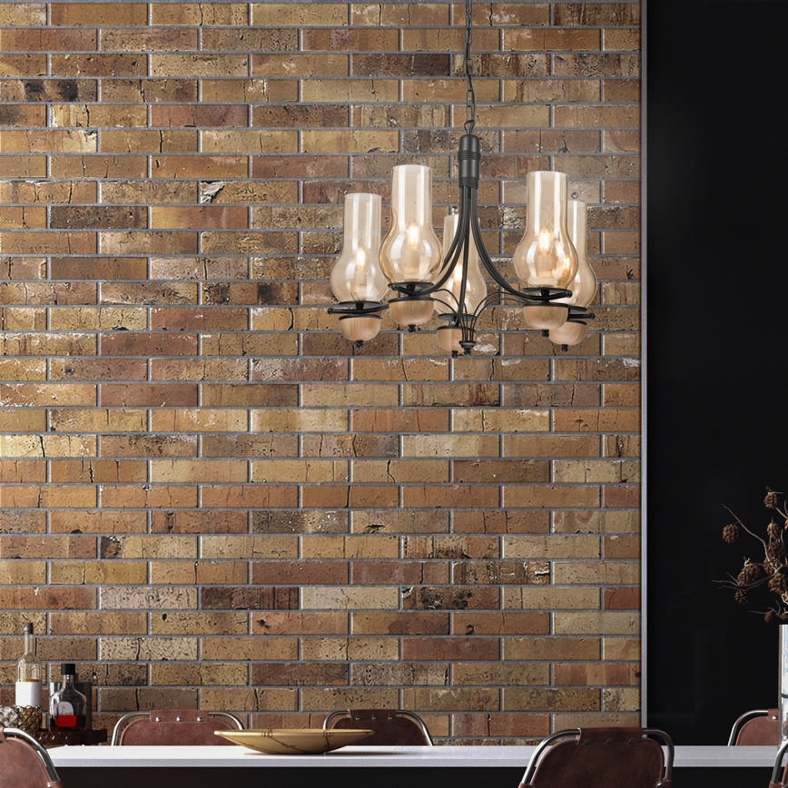 Brilagi - Κρεμαστό φωτιστικό οροφής COTTAGE 5xE14/40W/230V οξιά/καφέ