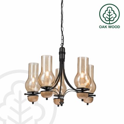 Brilagi - Κρεμαστό φωτιστικό οροφής COTTAGE 5xE14/40W/230V οξιά/καφέ