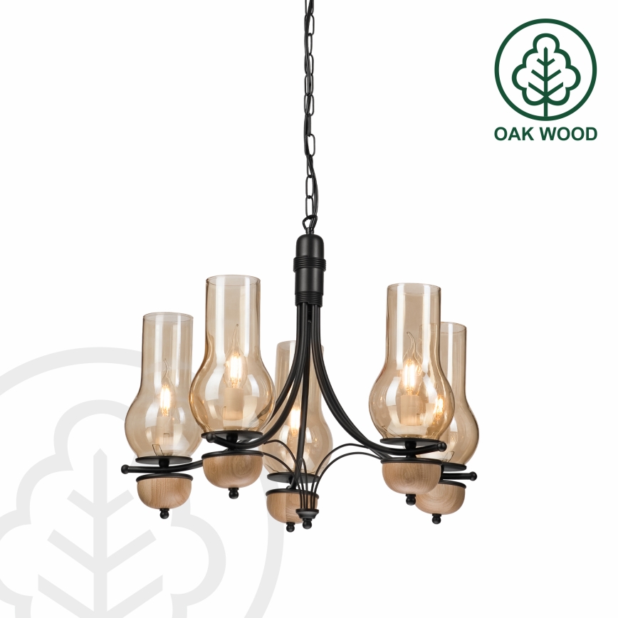 Brilagi - Κρεμαστό φωτιστικό οροφής COTTAGE 5xE14/40W/230V οξιά/καφέ