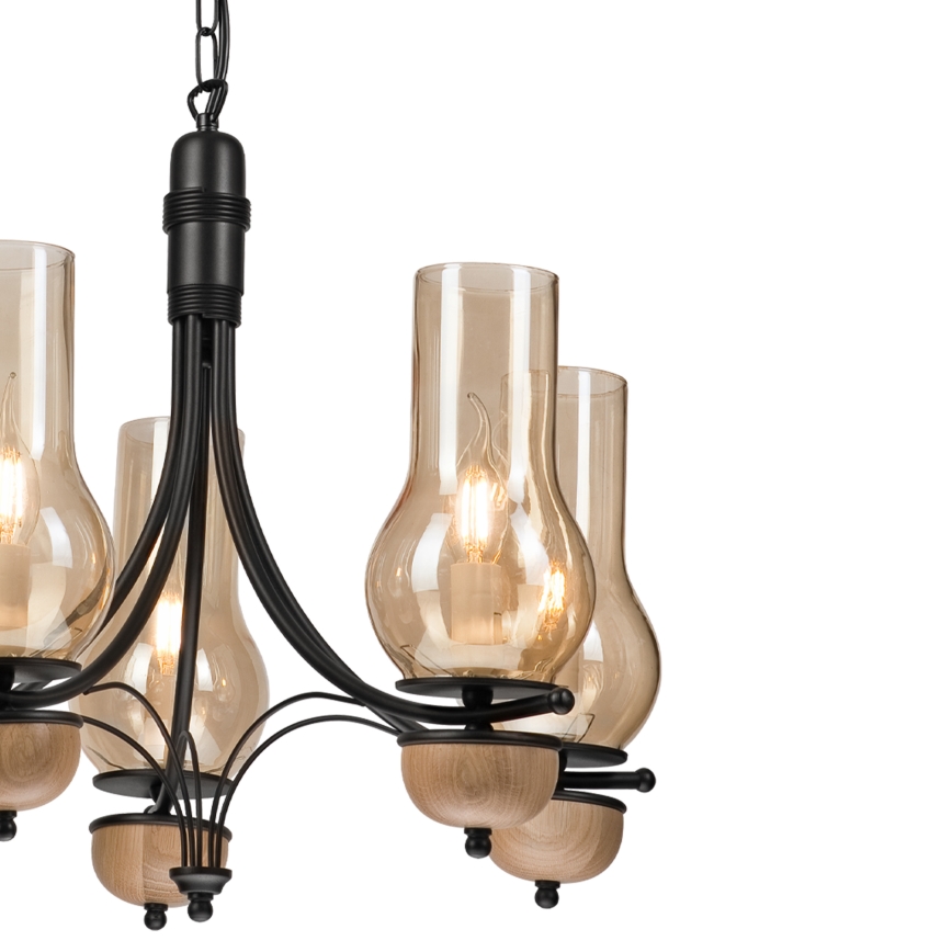 Brilagi - Κρεμαστό φωτιστικό οροφής COTTAGE 5xE14/40W/230V οξιά/καφέ