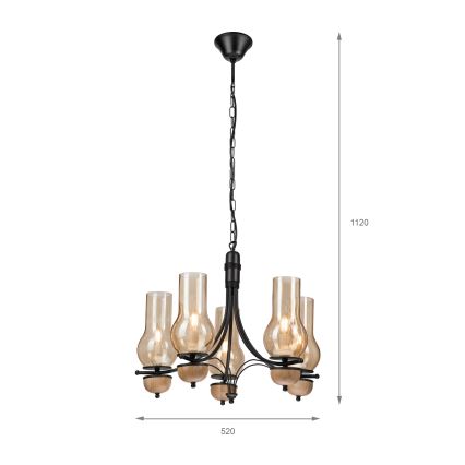 Brilagi - Κρεμαστό φωτιστικό οροφής COTTAGE 5xE14/40W/230V οξιά/καφέ