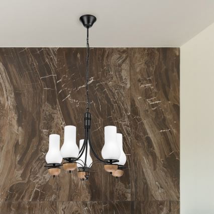 Brilagi - Κρεμαστό φωτιστικό οροφής COTTAGE 5xE14/40W/230V οξιά/λευκό